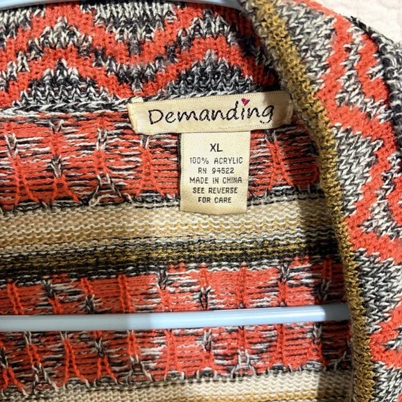 Demanding Women's Multicolor Waterfall Sweater, Size Xl Boho, Southwest, Aztec - Picture 2 of 3